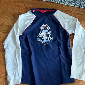 Danica Navy & White Kids Long-Sleeve Rashguard - Yacht Club; Size 7-8